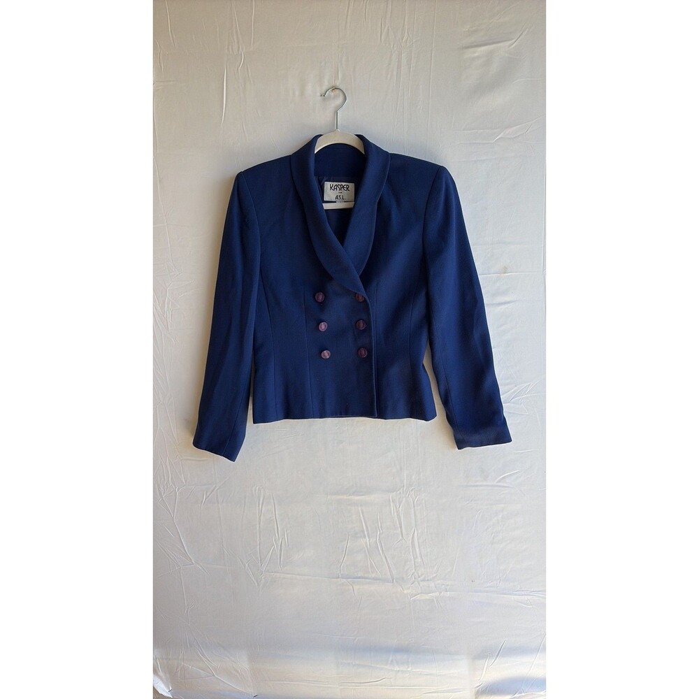 Vintage Kasper for A.S.L. Royal Blue Double-Breasted Blazer